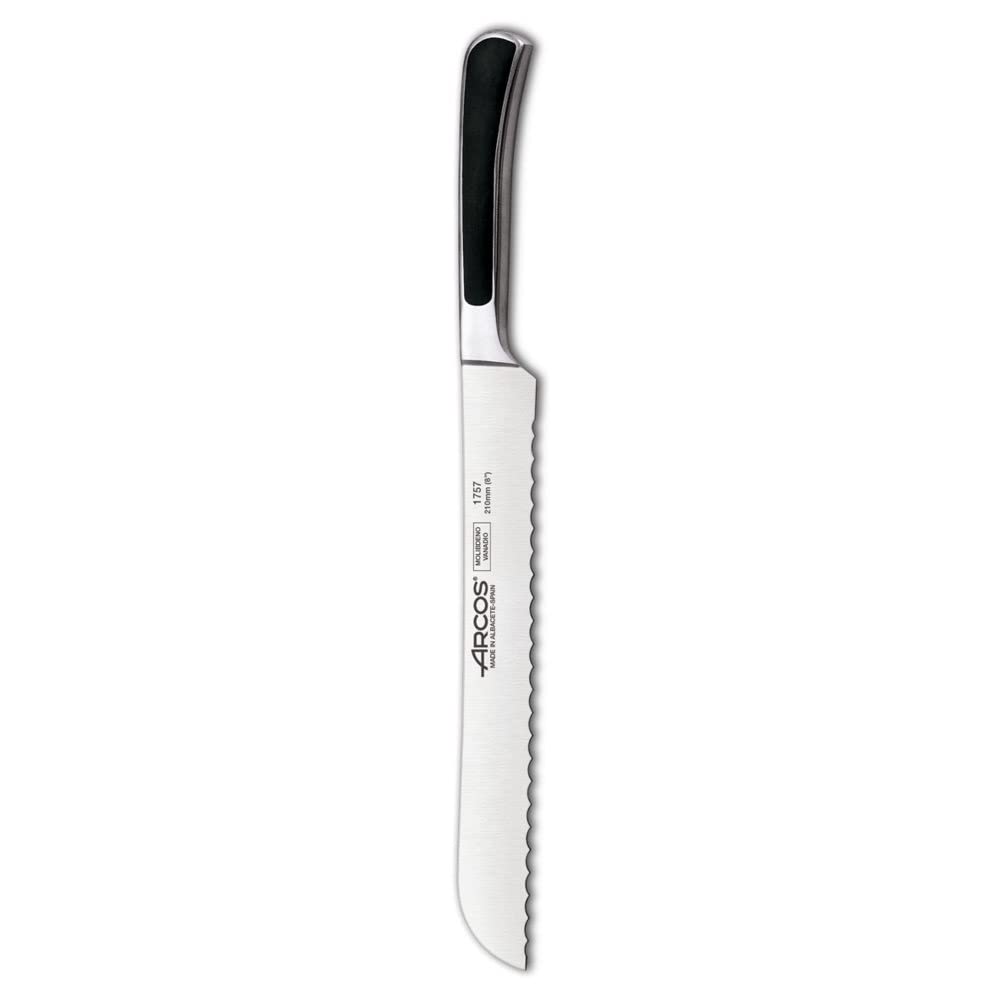 Arcos Saeta - Cuchillo Panero - Hoja de Acero Inoxidable Forjado Nitrum de 210 mm - Mango de Pom - Color Negro