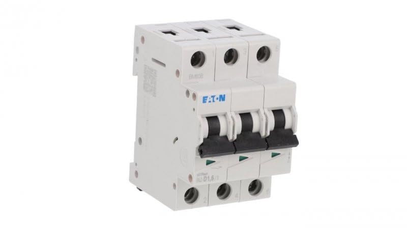Interruptor Eaton FAZ-D1,6/3 magnetotérmico tripolar de 1.6A con curva D