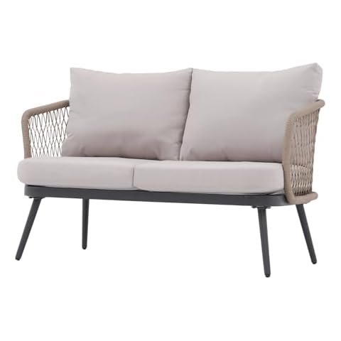 OC Orange-Casual Patio Furniture Loveseat with Thick Cushions,Outdoor Wicker Double Chair Conversation Sofa for Backyard,Garden, Beige Wicker Cover