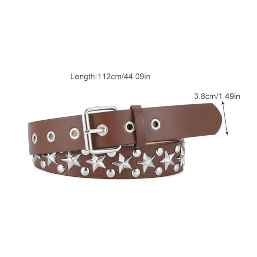 Katutude Women's Studded Belts for Jeans Dresses Pants Faux Leather Belt Classic Metal Buckle Leather Belt Punk Rivet Belt2