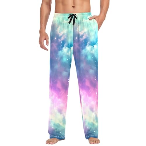 Rainbow Stars Men's Pajama Pants Cotton Sleep Bottoms with Drawstring S 20848882