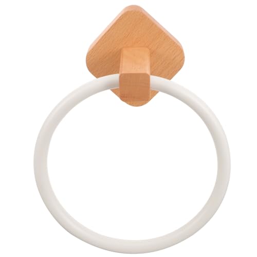 Angoily Porte-serviettes à main en bois adhésif sans perçage blanc compact organisateur circulaire pour salle de bain et cuisine Rangement de serviettes