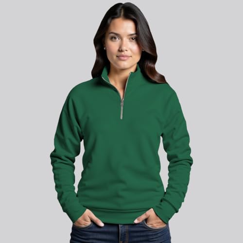 Image of Unisex Stylish Half Zipper Solid Sweatshirt