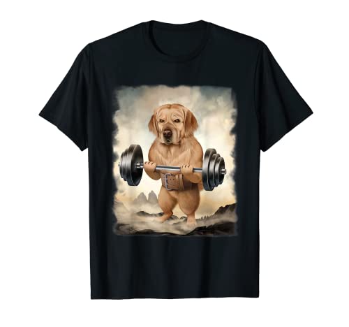 Golden Retriever Dog Muscle Training Sollevamento pesi Maglietta