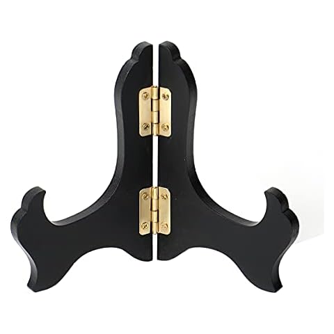 MIUPOO Wooden Display Stand,Black Wooden Photo Holder Stand, Displays Picture Frames, Decorative Plates,Desktop ornaments and Artwork Display Stand,4 Inches Cover