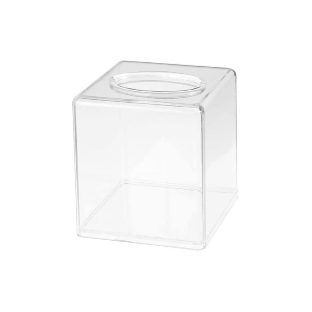 CAKEEYUM Square Clear Acrylic Tissue Box Facial Tissue Dispenser Holder Cover Napkin Organiser for Home Office