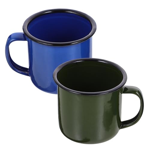UKCOCO 2Piezas Taza Esmaltada Vintage de Resistente y Café Leche