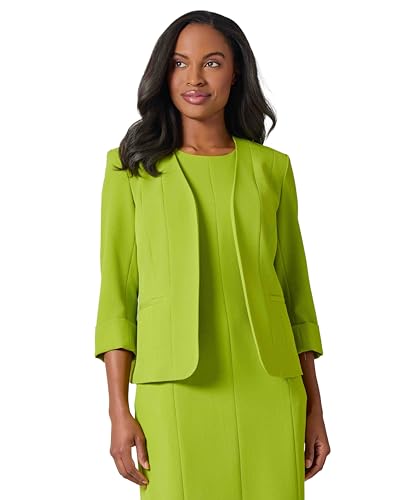 Kasper Women's Crepe Multi Seam Cuff Sleeve Cardigan (B, Kiwi