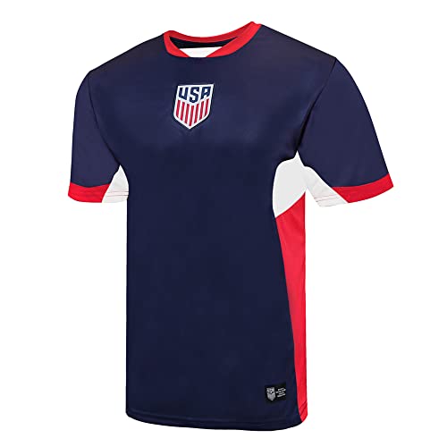 Icon Sports U.S. Soccer USMNT Adult Soccer Game Day Jersey-Inspired Shirt | Legend, Navy Red, Large