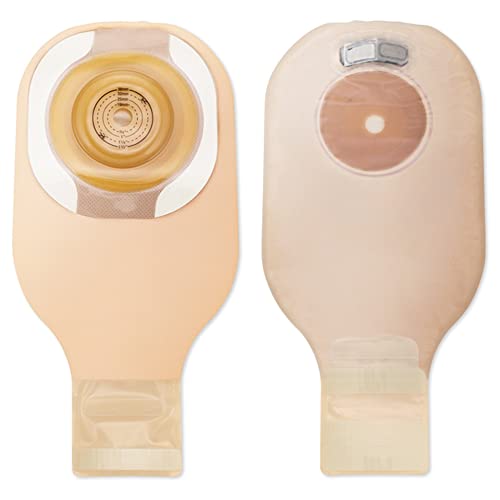 Hollister 8678 Premier 1-Piece 12” Drainable Ostomy Pouch & Soft Convex Flextend Skin Barrier, Adhesive Border (Tape), 5 Pack, Beige with Viewing Option, Cut-to-Fit up to 1-1/2”