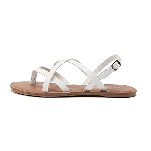 Image of Colgo Women's Summer Strappy Flat Sandals, Adjustable Casual Fisherman Sandal with Open Toe Slingback Gladiator Sandals