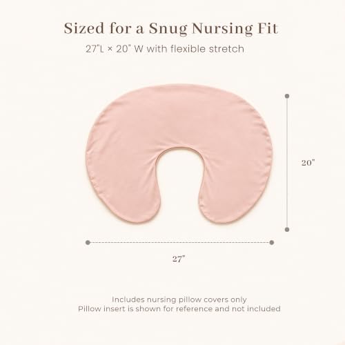 Image of Konssy 2 Pack Nursing Pillow Covers, Stretchy and Soft Nursing Cover for Breastfeeding, Pillow Slipcover for Baby Girls Boys Newborn (Pink Spring, Pink)
