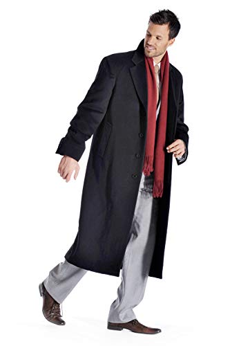 Cashmere Boutique: Men's Full Length Top Coat in 100% Pure Cashmere (Color: Black, Charcoal, Navy | 38/40/42/44/46/48/50)