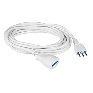 POLYPOOL | Prolunga elettrica da 3 Metri, Cavo H05VV-F 3×0,75mmq, Spina e Presa Italiana 10A 2P+T Colore Bianco Modello PP0381XAM