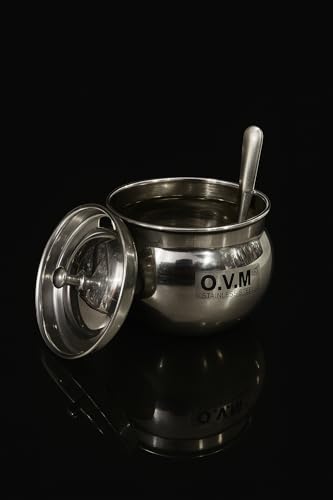 Image of Stainless Steel Bati Cooker & Gas Tandoor for Home Kitchen | with Ghee Pot | Free Multipurpose SS Tong | Multi-Purpose Gas Oven with Heavy Duty Lid, Dual Riveted Handles (Pro with Ghee Pot)