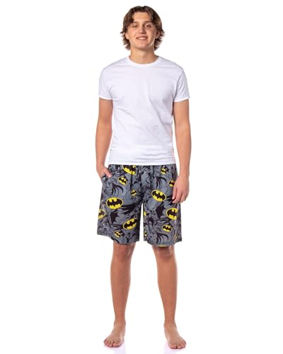 DC Comics Men's Batman Bat Symbol Allover Print Adult Lounge Sleep Pajama Shorts2