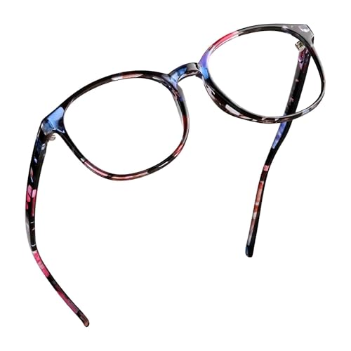 LifeArt Round Blue Light Blocking Glasses, Computer Glasses, Gaming Glasses, TV Glasses for Women Men (Floral, No Magnification)
