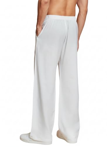 Image of Men's White Korean Cotton Pant | Baggy Pajama for Kurta | Loose Fit Pajama for Kurta |