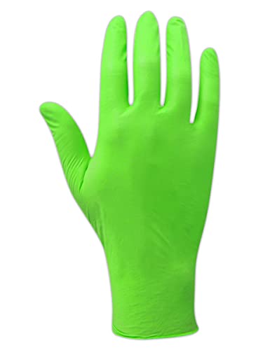 Image of MAGID ComfortFlex Complete T9556HV Hi-Viz Green 5 mil Powder-Free Nitrile Disposable Glove (100 Gloves), 8 /M