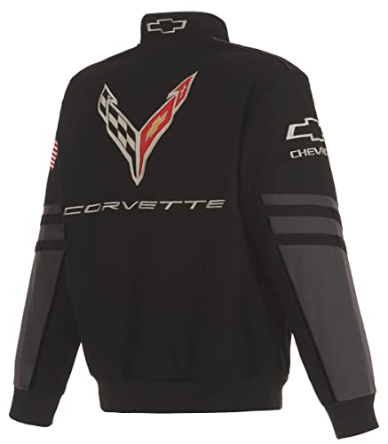 JH DESIGN GROUP Men's Chevy Corvette C8 Jacket an Embroidered Classic Twill Coat2