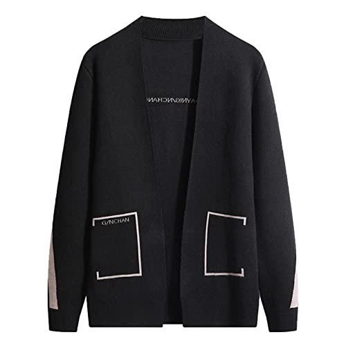 Cardigan pour homme anti-froid automne gilet Noir-b zippé pour ranger ses clés