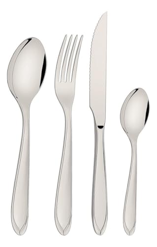 Faqueiro Laguna Aço Inox 32 Peças Serve 8 Pessoas Garfo, Faca, Colher de Sopa, Colher de Chá