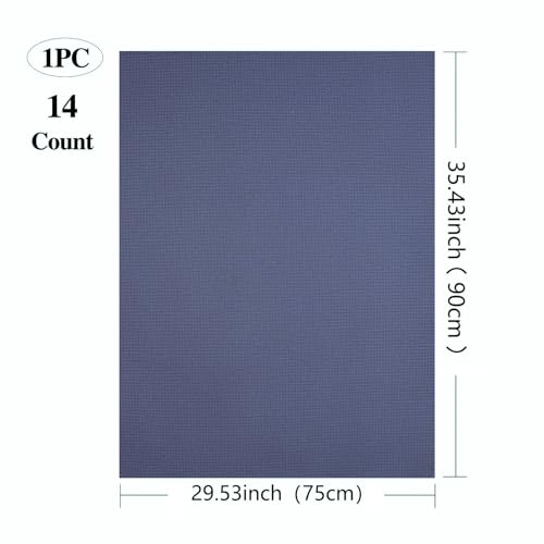 Image of 14CT Aida Cloth - 30x35 Inch Cross Stitch Fabric for Embroidery, Pre-Cut Needlework Material, Acid-Free, Durable Weave(Dark Blue)