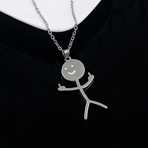 SONGCHANGJEWELRY Personalized Funny Doodle Stainless Steel Necklace - Stainless Steel Smiley Middle Finger Pendant - Handmade Friendship Jewelry - Unique Birthday Gift for Men Women2