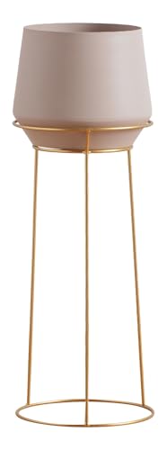 home&you - Blumentopf Slownes, Blumenständer, Pflanzenständer aus Metall, Pflanztopf mit Ständer, Home Deko, 61 cm - Hellbraun