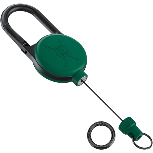 Handy Picks Heavy Duty Retractable Keychain, Zinc Alloy Frame Clip with Magnetic Closure for Golf n Fishing Items, Badge Holder, 29.5” Cord, 9 OZ Pulling Force, Round Clasp Included, Green, Pack of 1
