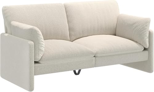 UNIONLINE Sofa 3 sitzer, Schlafsofa 172 cm Breit, modernes Teddy Liebessitz-Sofa, 2-3-Sitzer für Wohnzimmer, Schlafzimmer, Wohnung, Home Office, Weiß