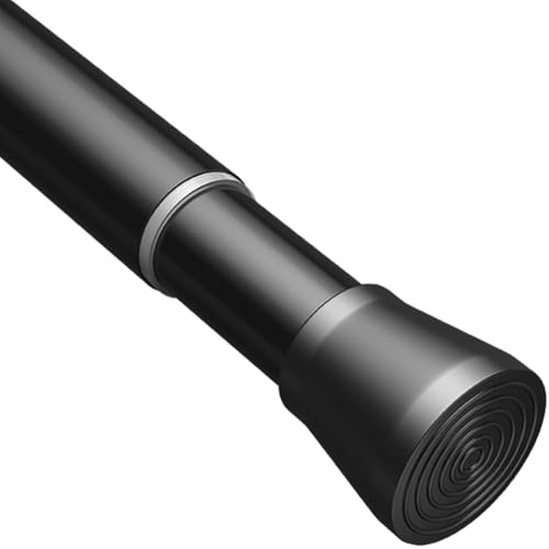 Barra Cortinas Extensible Barra Armario Extensible Barra De Cortina Sin Taladrar Barra Ducha Extensible Barra Ducha Para Cocina Baño Armario y Ventana (Negro 73-145cm，Φ25mm)