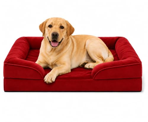 Image of PawHaven Dog Bed Comfortable Dog Mattress for Sleeping, Washable pet Bed for Dogs (Red Color, 30x20x3 inch)