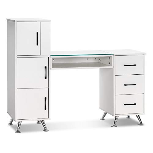 Barberpub Studiotisch Manikürtisch Nageltisch mit Regal Stauraum Metallfüße 2611
