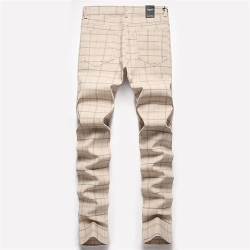 Men's Casual Stylish Dress Pants Plaid Stretchy Suit Pants Straight Fit Business Work Pants​4