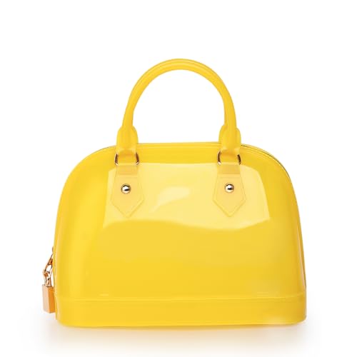 Jelly Crossbody Purse Shoulder Bag, Candy Color Tote Satchel Top-Handle Handbags for Women (Yellow)