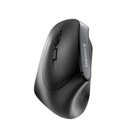 CHERRY MW 4500 LEFT, souris sans fil, souris ergonomique pour gaucher au design à 45°, 6 boutons et molette de défilement, capteur précis avec résolution réglable sur 3 niveaux, noir