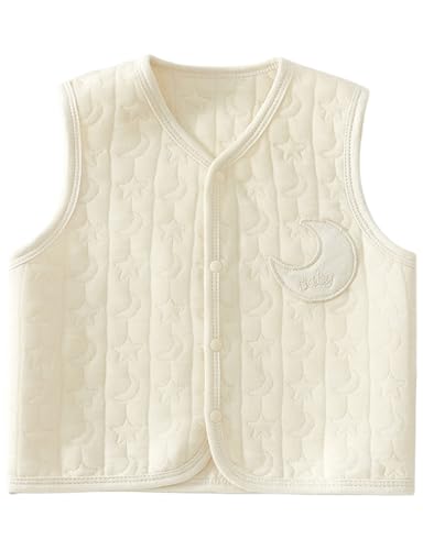 ZONEY Baby Girls Boys Vest- Cotton Warm, Breathable, Soft & Lightweight Baby Vest for Spring Fall Clothes (AU, Age, 3 Months, 6 Months, Moon White)
