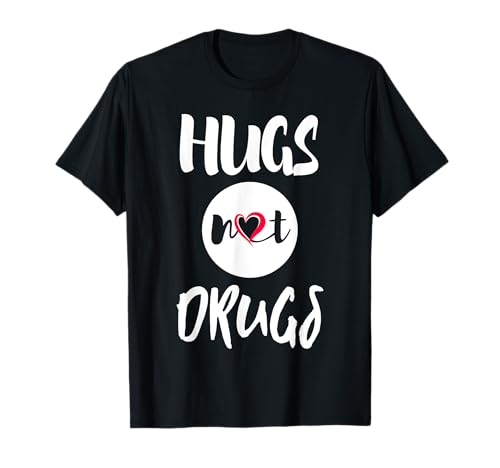 Hugs Not Drugs say no to drugs Red Ribbon semana t-shirt presente t-shirt, Preto, Pequeno