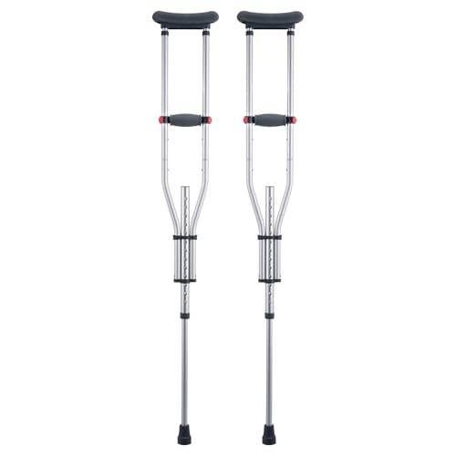 Happybuy Underarm Crutches,13-Level Height Adjustable Underarm Walking Crutches,Lightweight Aluminum Crutches for Adults Teenager - with Soft Underarm Pad for Leg Injury Surgery Disabled,1 Pair 300LBS