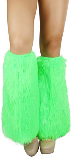 Image of ToBeInStyle Women's Faux Vibrant Fur Retro Daring 60' Inspired Ravewear Knee High Leg Warmers