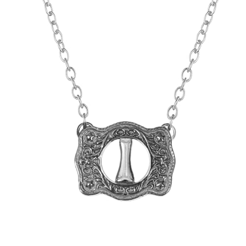 Belt Buckle Necklace Western Style Initial Letter Pendant Necklace, Decorative Belt Buckle Frame Design