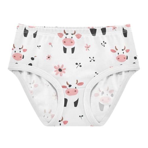 Wusikd Cartoon Cow Flower Girls' Underwear Cotton Cute Girls Briefs Soft Toddler Underwear 2T