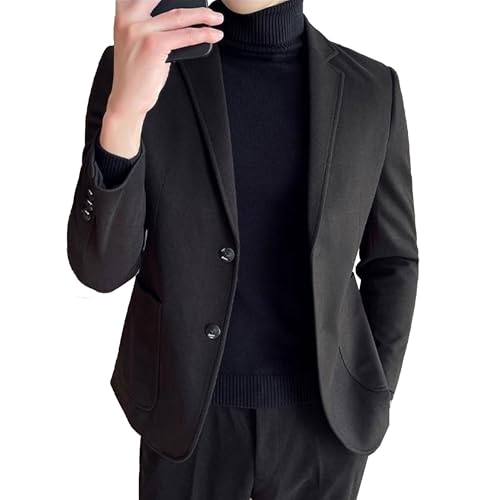 Men's Woolen Solid Suit Coat Slim Fit Autumn Sport Coat Mens Business Suit Jackets