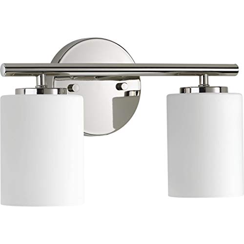 Replay Collection 2-Light Etched White Glass Modern Bath Vanity Light Polished Nickel by Progress Lighting - Image 5