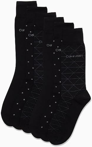 Calvin Klein Men's Dress Socks - 6 Pairs Classic Comfort Stay Up Cuff Mixed Pattern - Dress Socks for Men (7-12)2