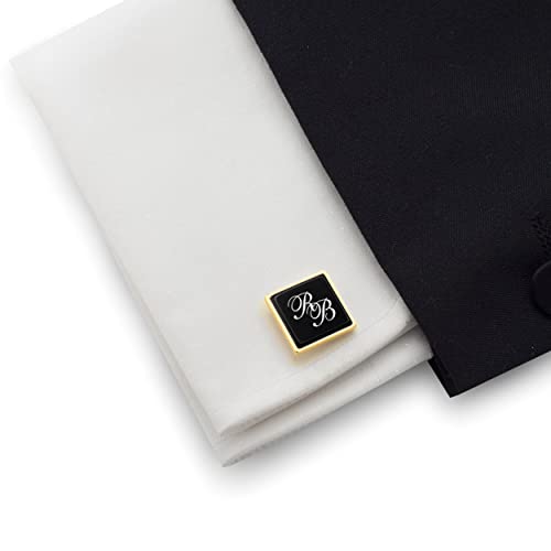 Mancuernillas personalizadas en oro y ónix negro miniatura 7