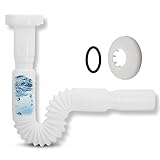 Zaes Pack Manguera de Drenaje Flexible 1 1/4' x 32 mm Extensible de 320-880 mm, Incluye Arandela y Embellecedor, Tubo para cualquier Drenaje como Desague Lavabo o Desague del Fregadero