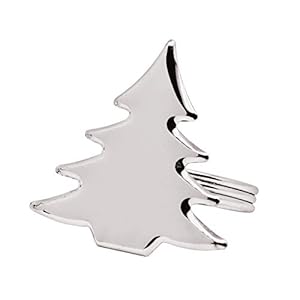 EDZARD Servetring Dennenboom, verzilverd, aanslagbestendig, 4 per Set