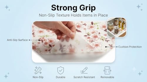 Image of Dribble (45cm X 300cm) Eva Shelf Liner Mat Roll, Non Slip Drawer & Cabinet Liner for Kitchen, Waterproof Oilproof Washable Fridge Mat, Anti Skid Multipurpose Mat Spring Lavender Terracotta